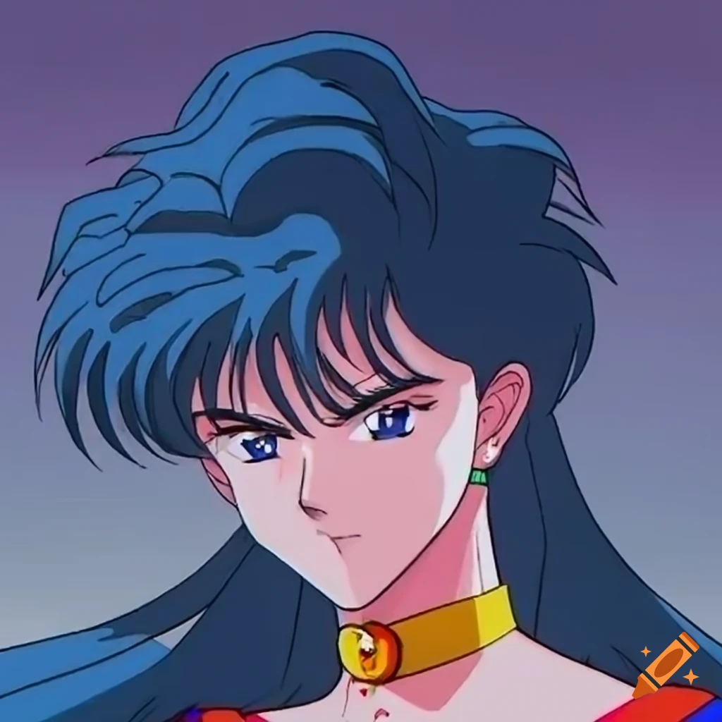 dark blue-haired male character in 80s anime