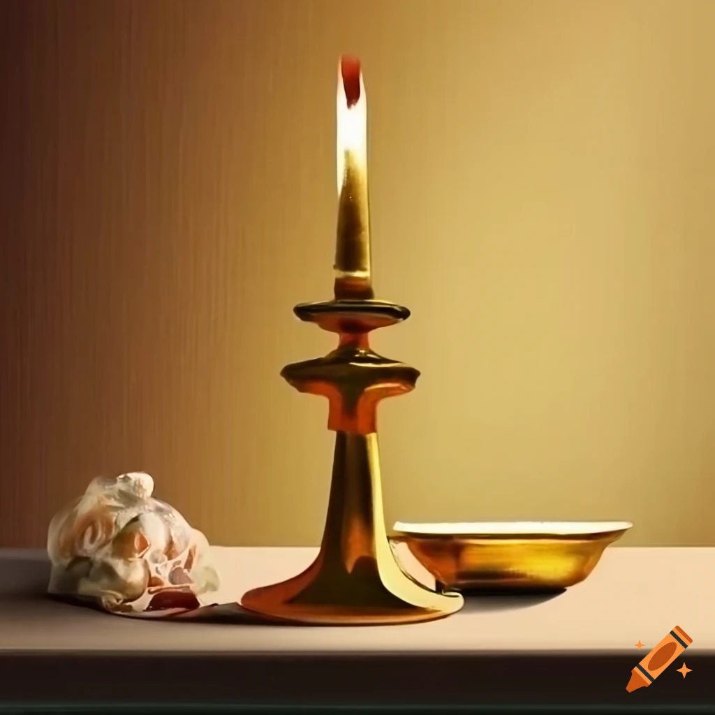 Golden candlesticks with omega symbol in between