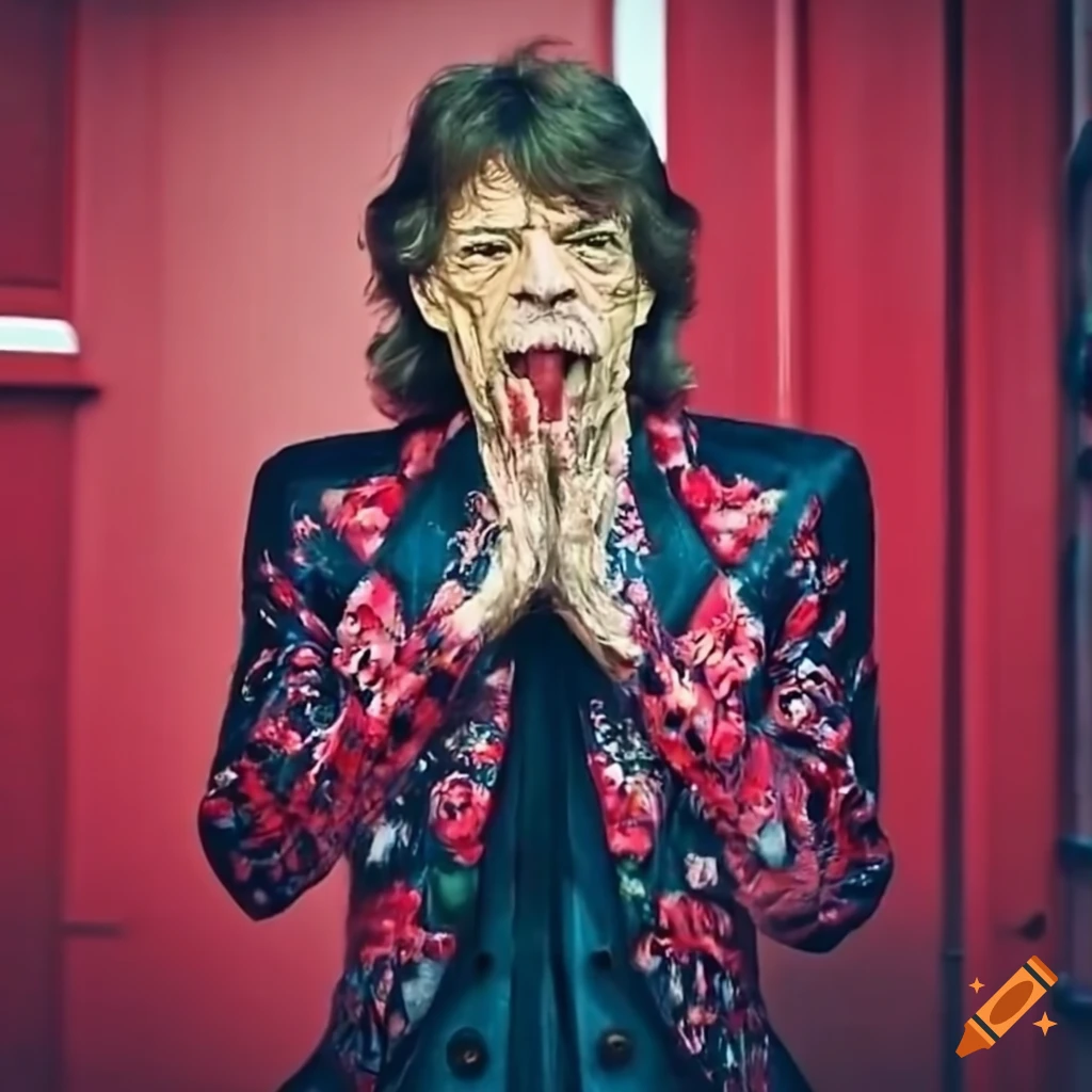 painting of Mick Jagger with a red door