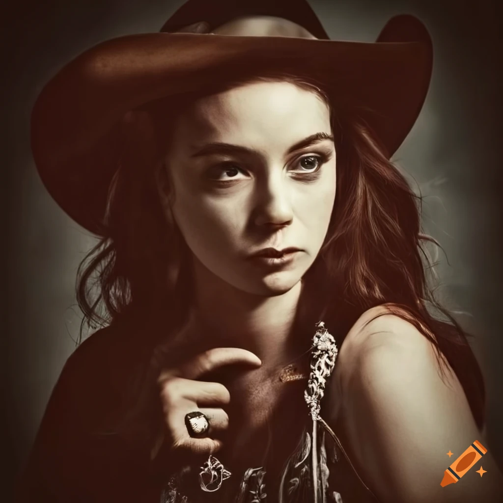 vintage portrait of a rugged cowgirl