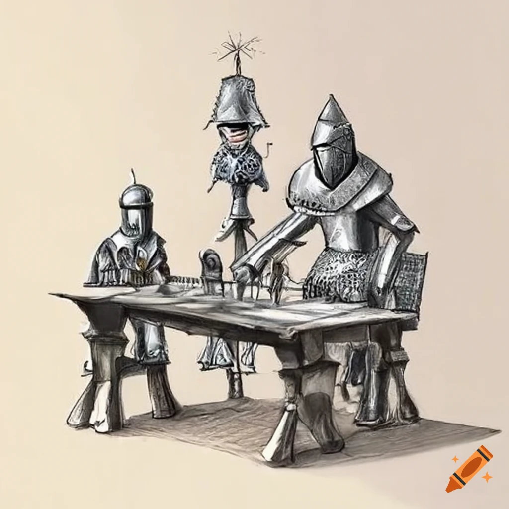 Table With A Medieval Knights Themed Board Game On Craiyon