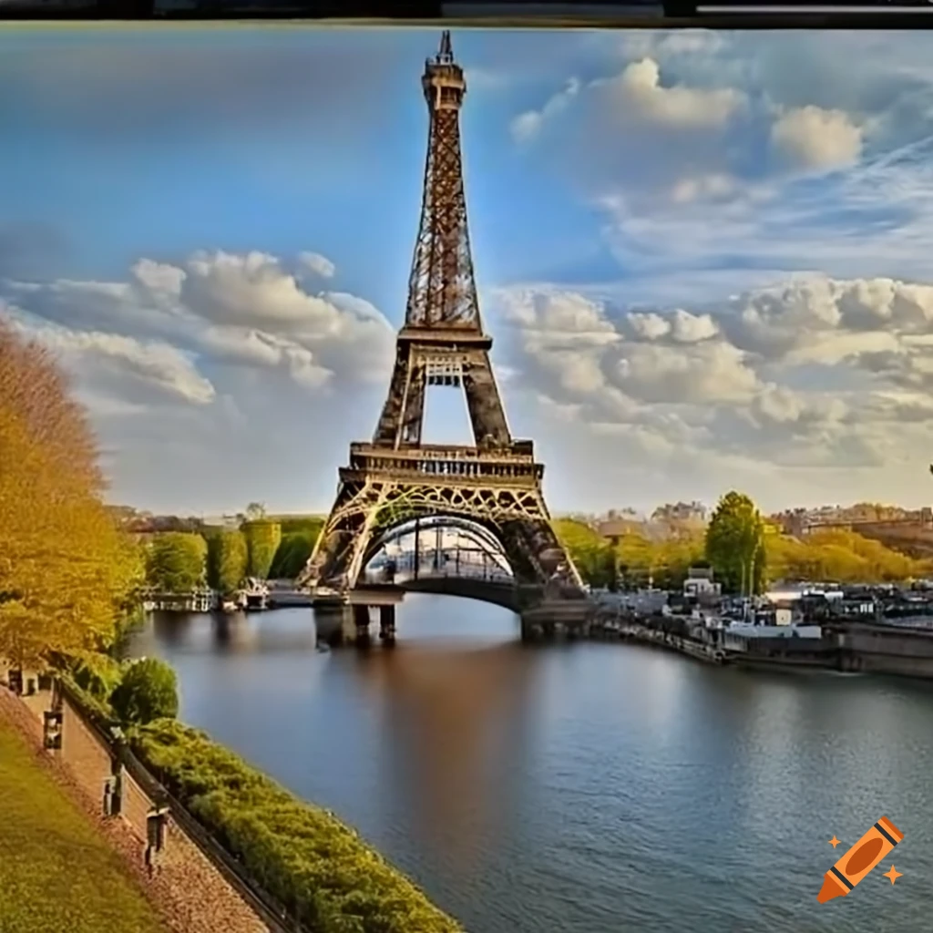 Iconic view of the eiffel tower on Craiyon