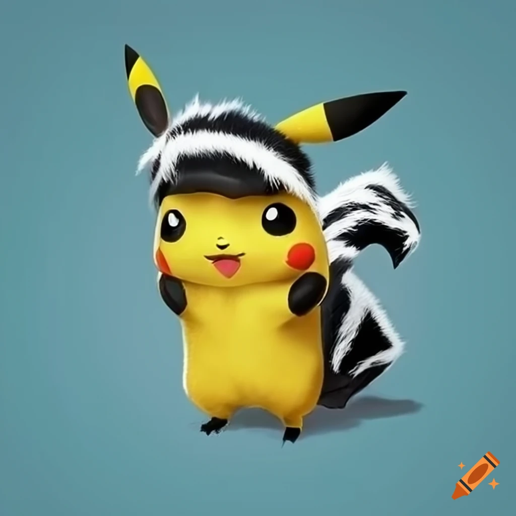 Pikachu dressed as a skunk