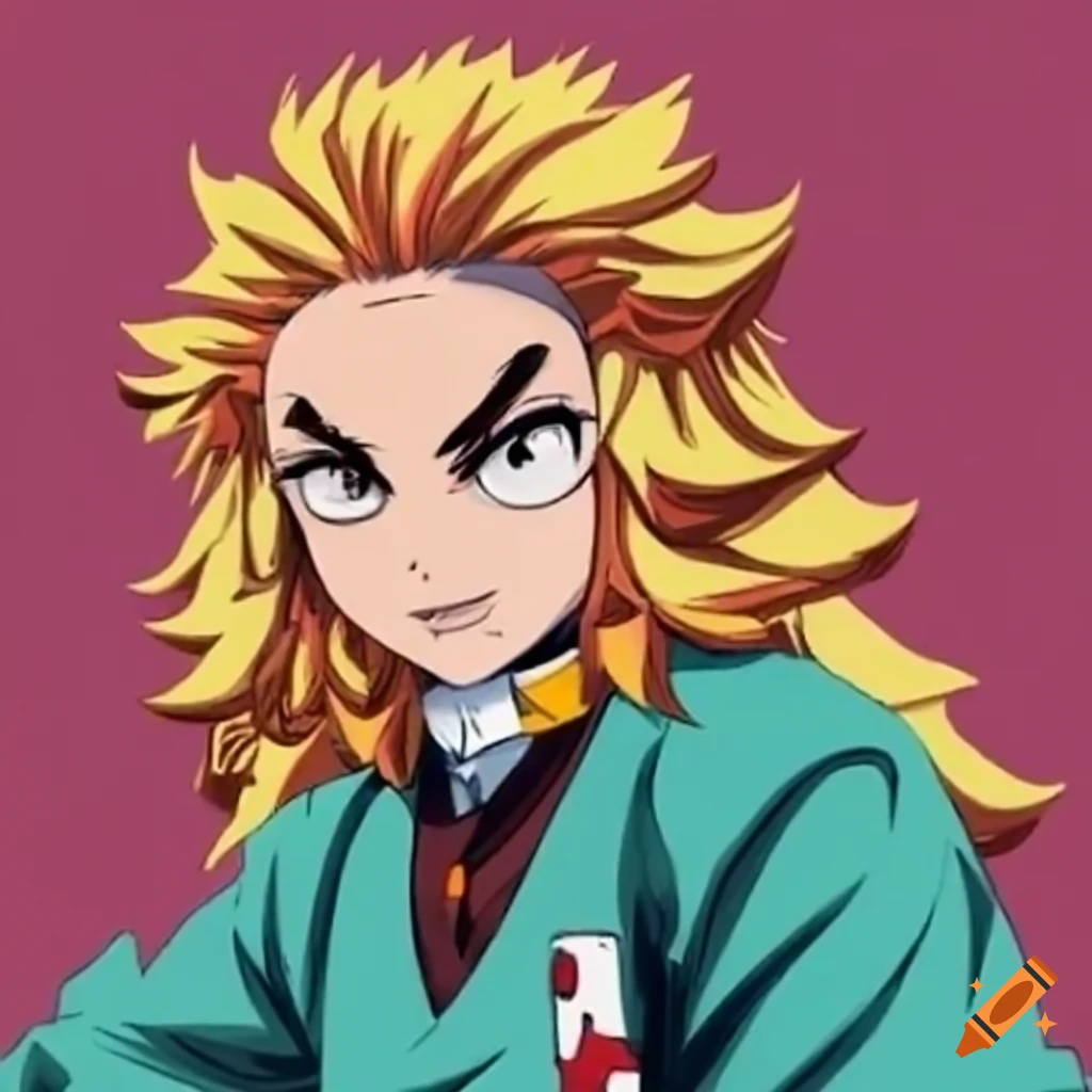 Mashup cosplay of izuku midoriya and rengoku on Craiyon