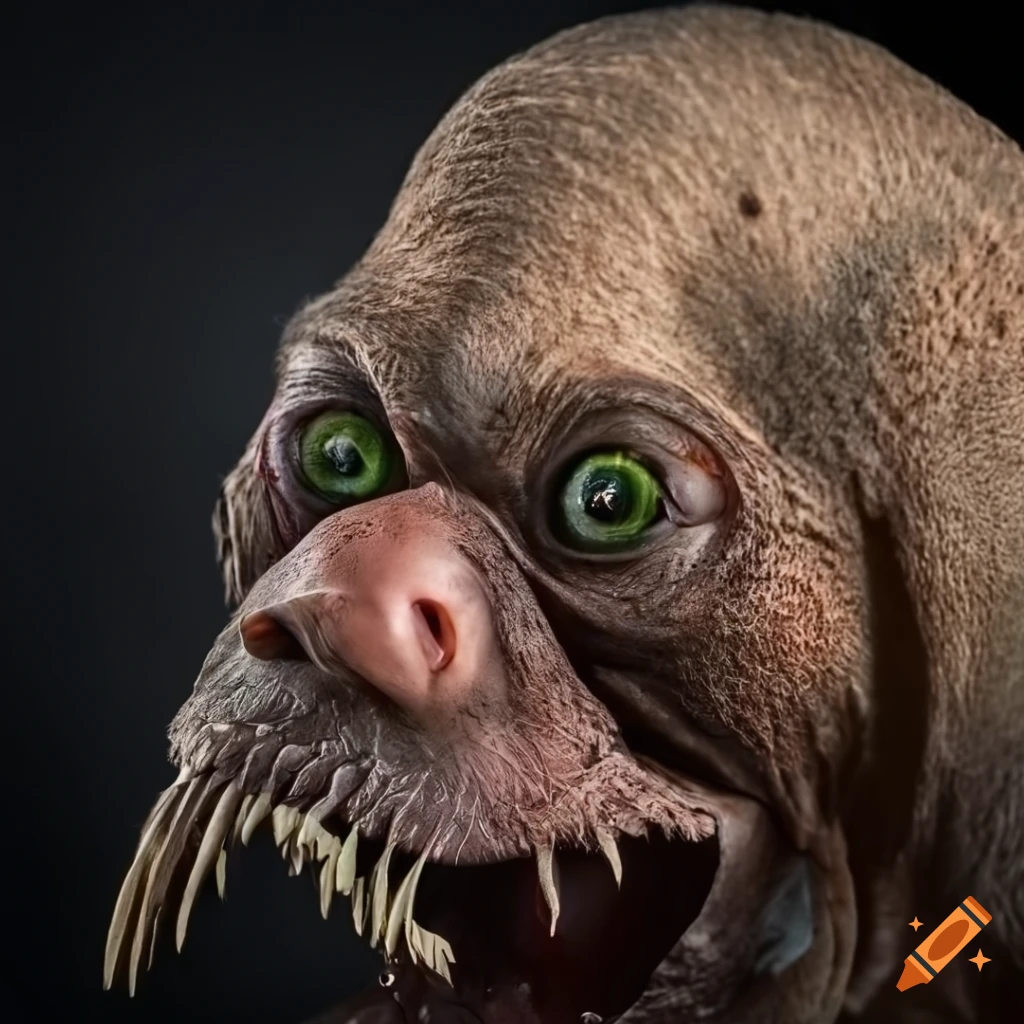 artwork of a surreal head with multiple eyes and mouths