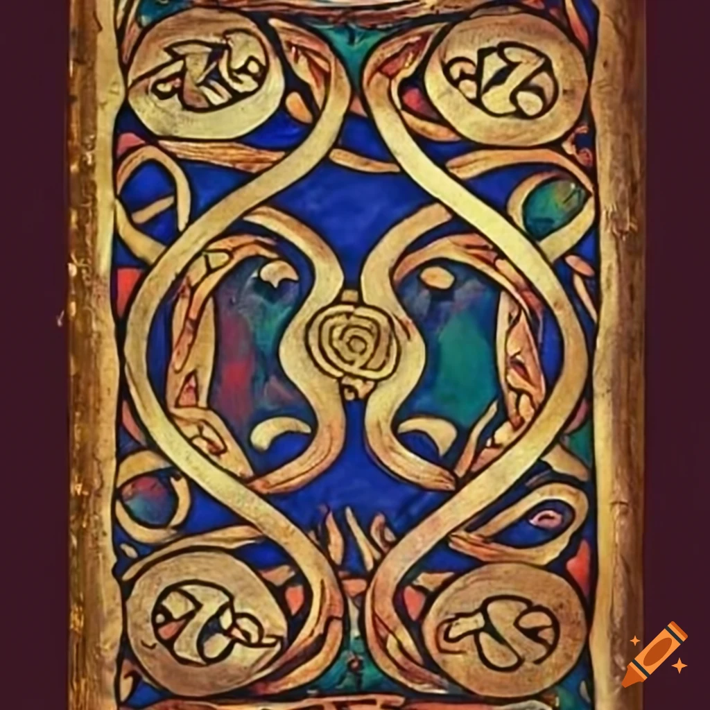 Celtic illuminated manuscript with salish designs