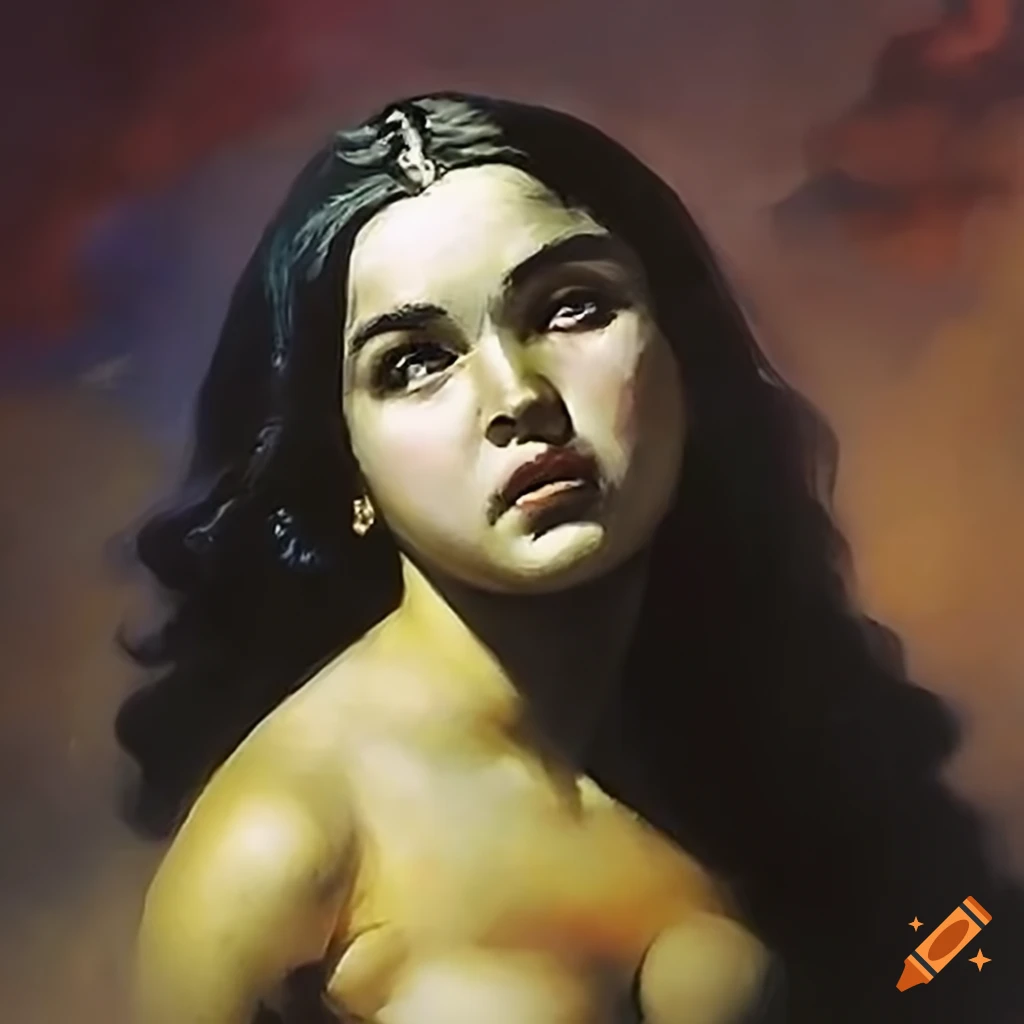 figure study of a young fantasy girl by Frazetta