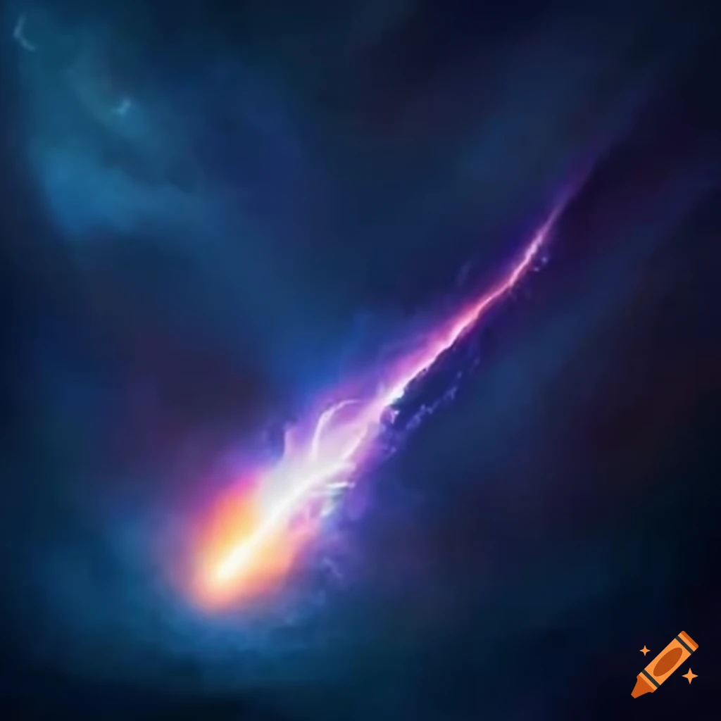 image of a fiery meteor in a fantasy night sky