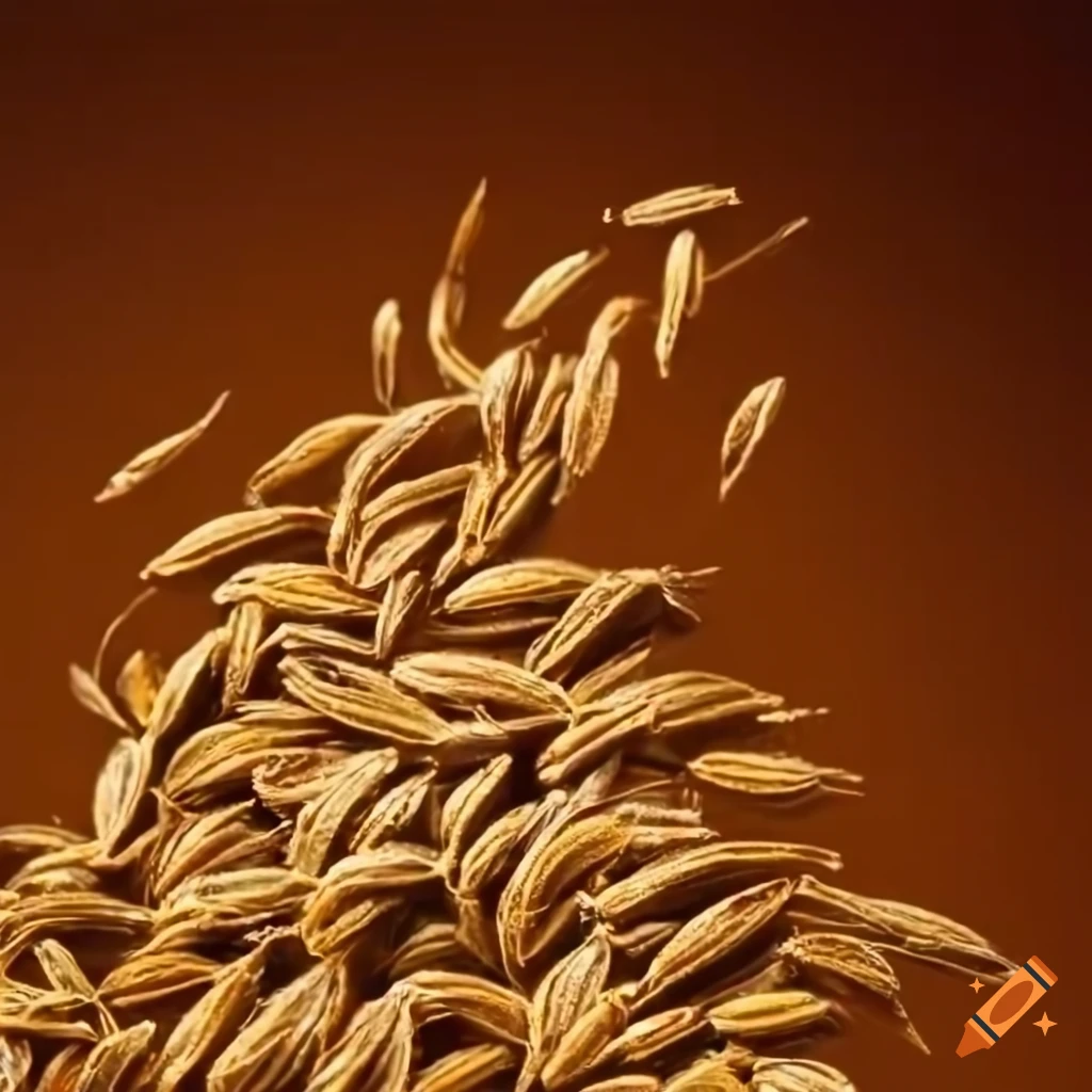 Cumin seeds exploding with flavor on Craiyon