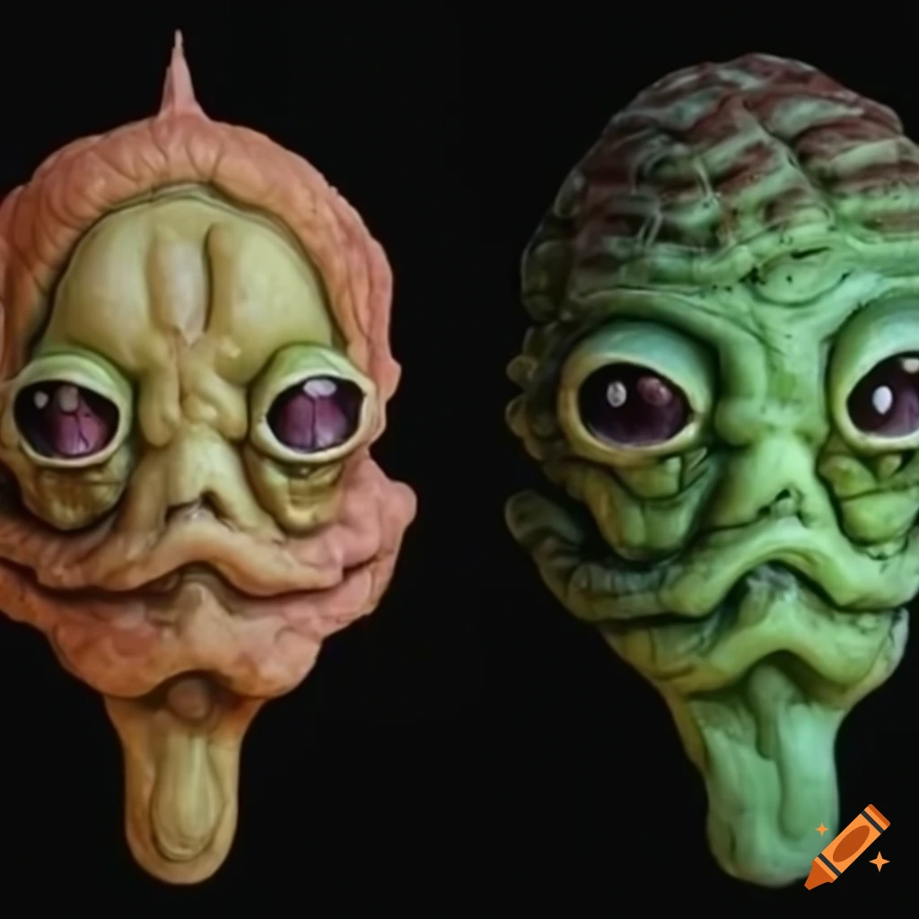 siamese twin alien with runner bean heads on Craiyon