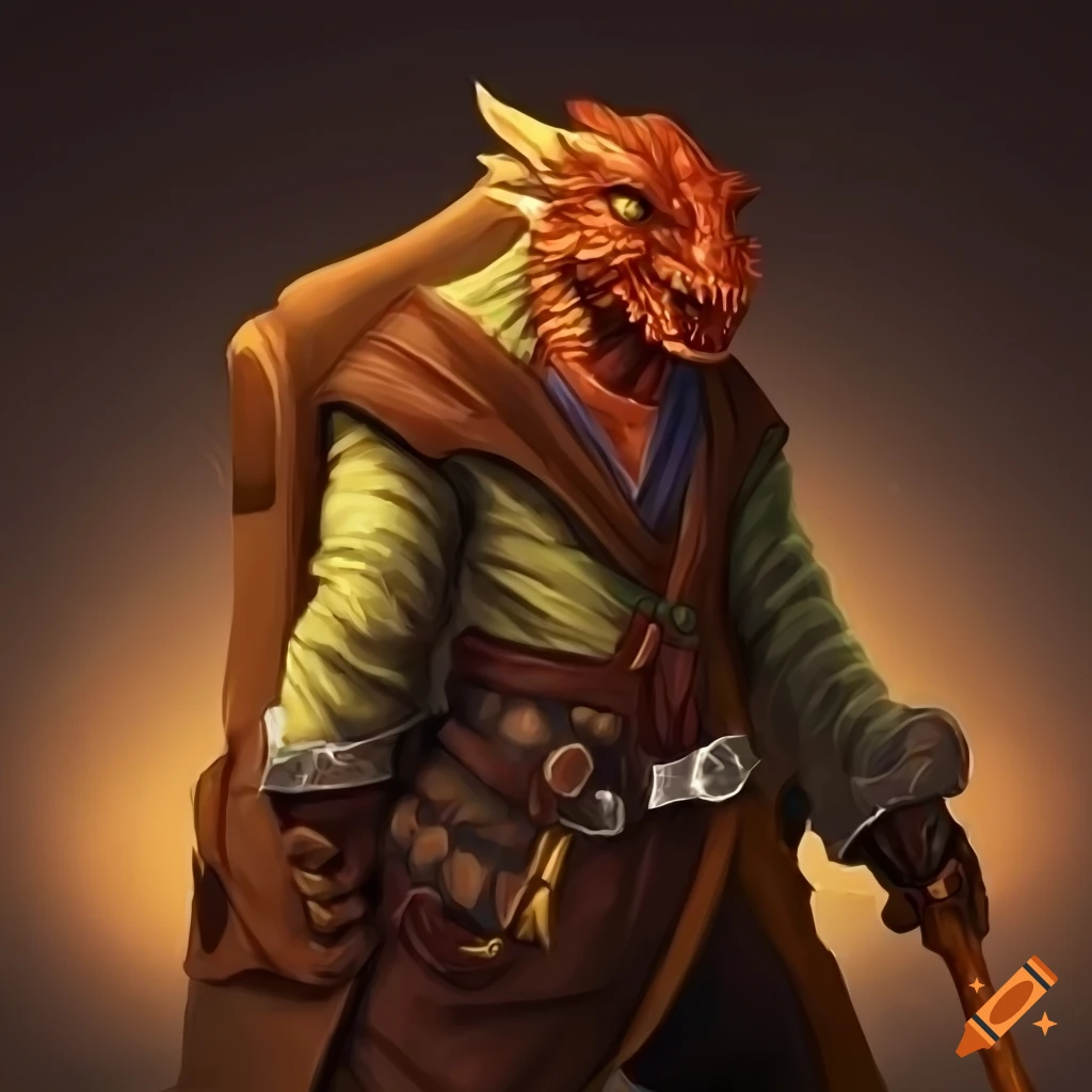 portrait of a dragonborn pirate