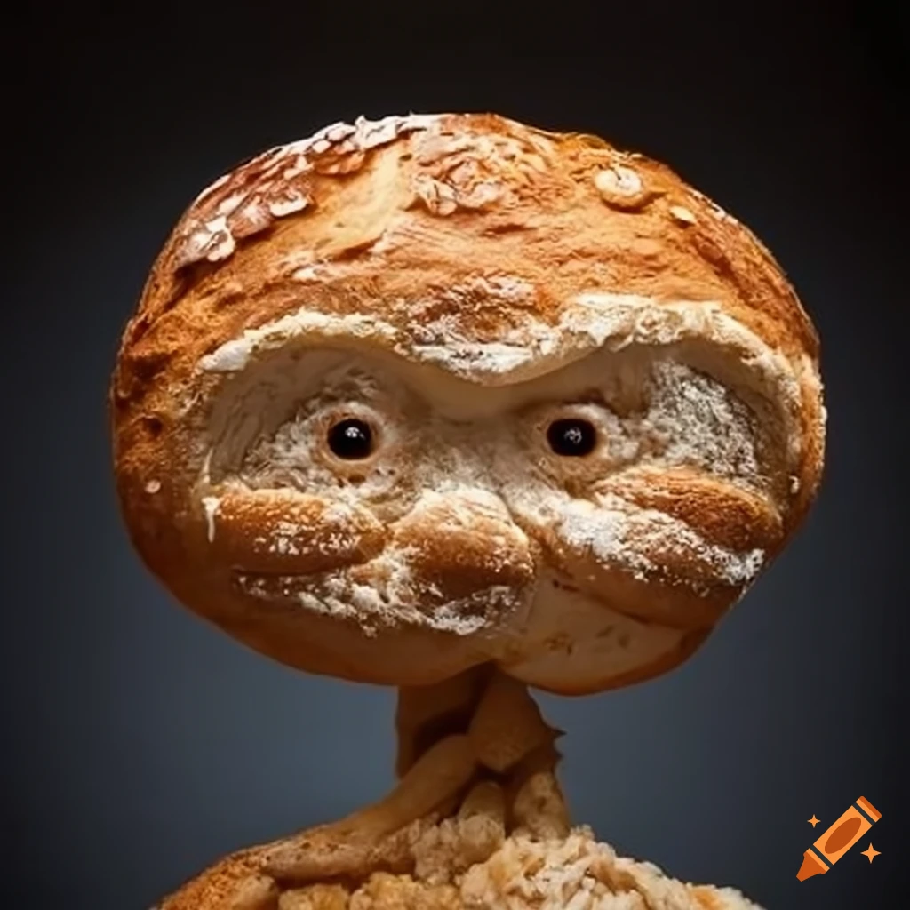 Edible sculpture of a human made out of bread on Craiyon