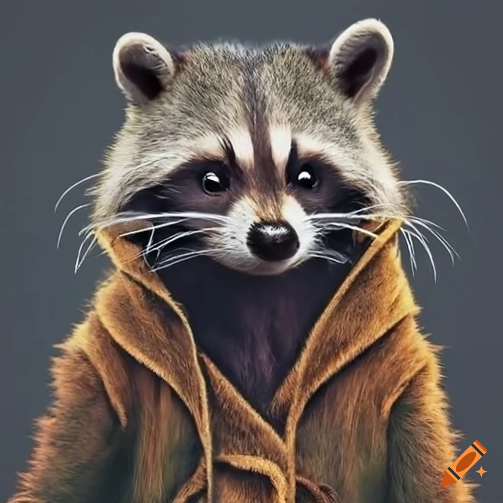 Raccoon in a witch hat and cape on Craiyon