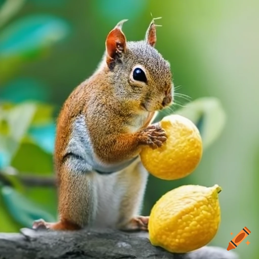 Squirrel on a lemon tree on Craiyon