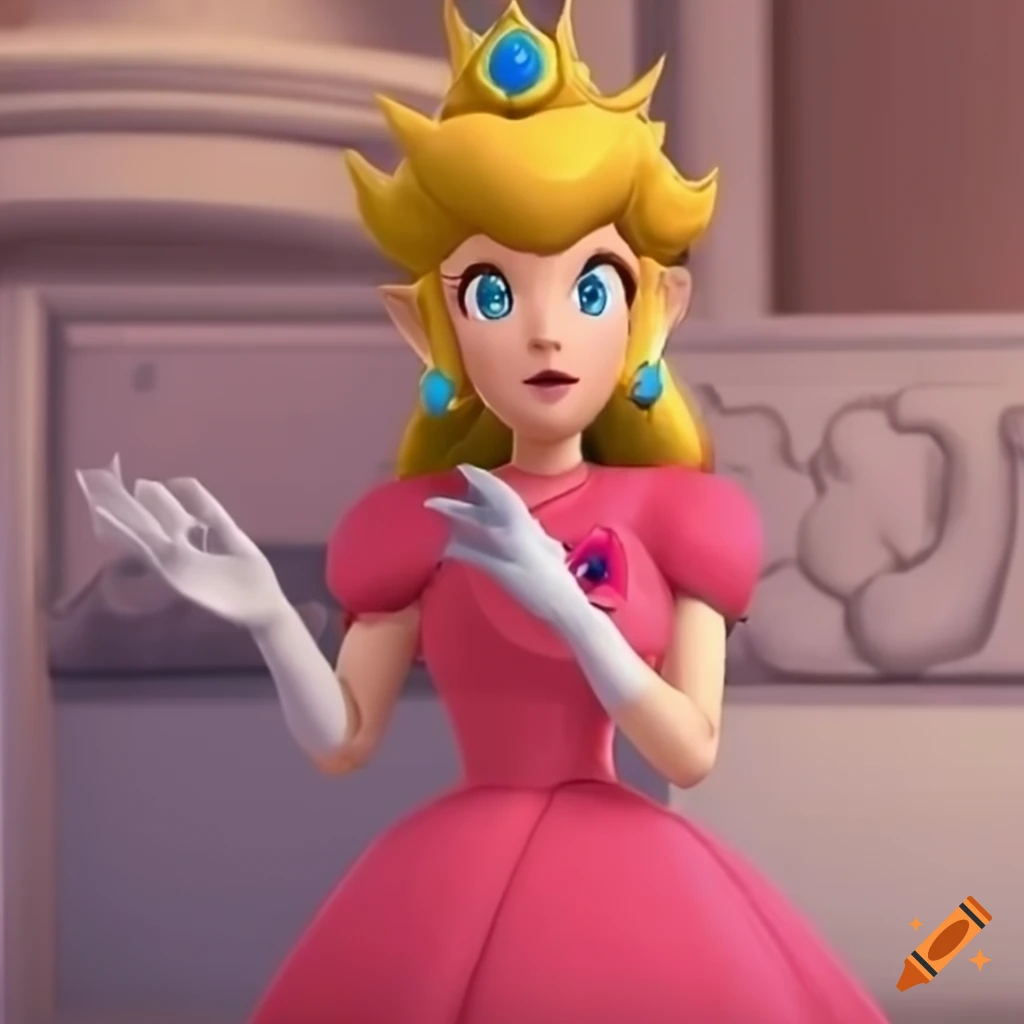 Princess Peach's ballgown on a dress dummy