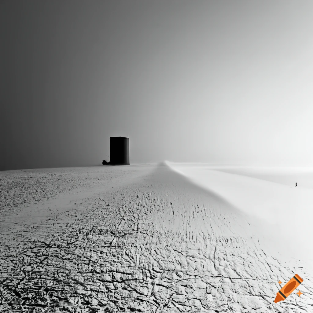 minimalist black and white photo of a concrete desert