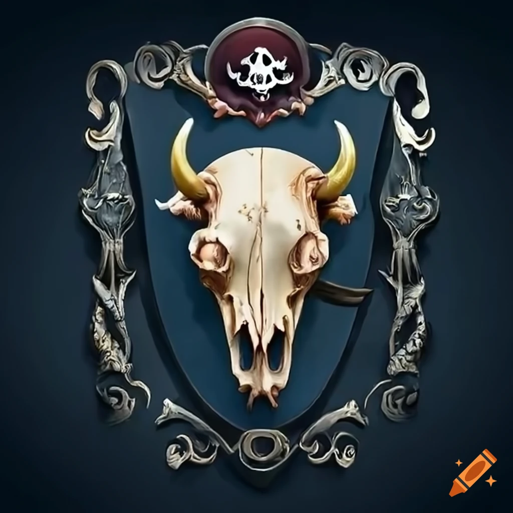 crest of the pirate group 'The Pirates of Hallandren' with a cow skull