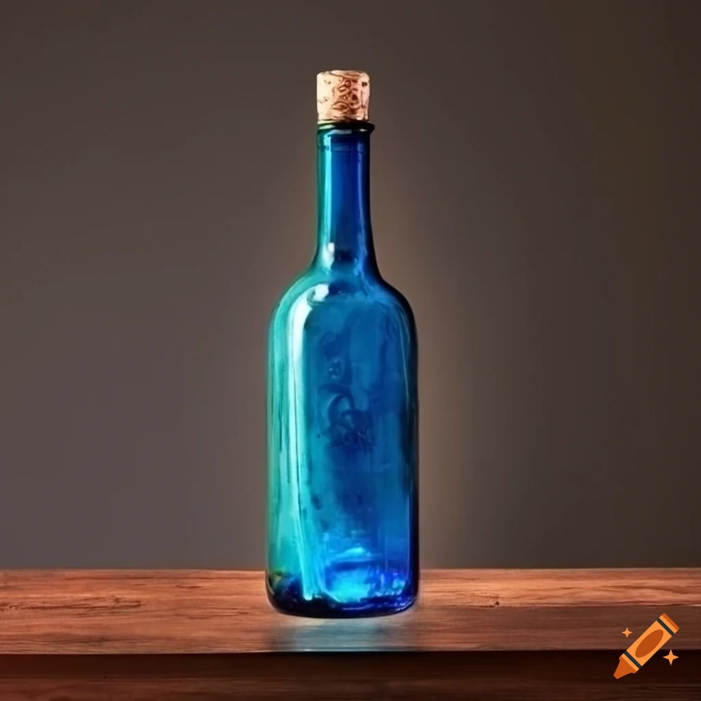 vintage blue bottle on a dark table