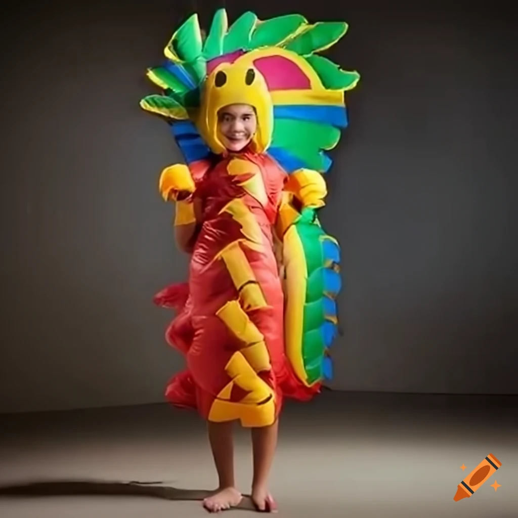 Child Wearing A Puffy Quetzalcoatl Full Body Costume On Craiyon