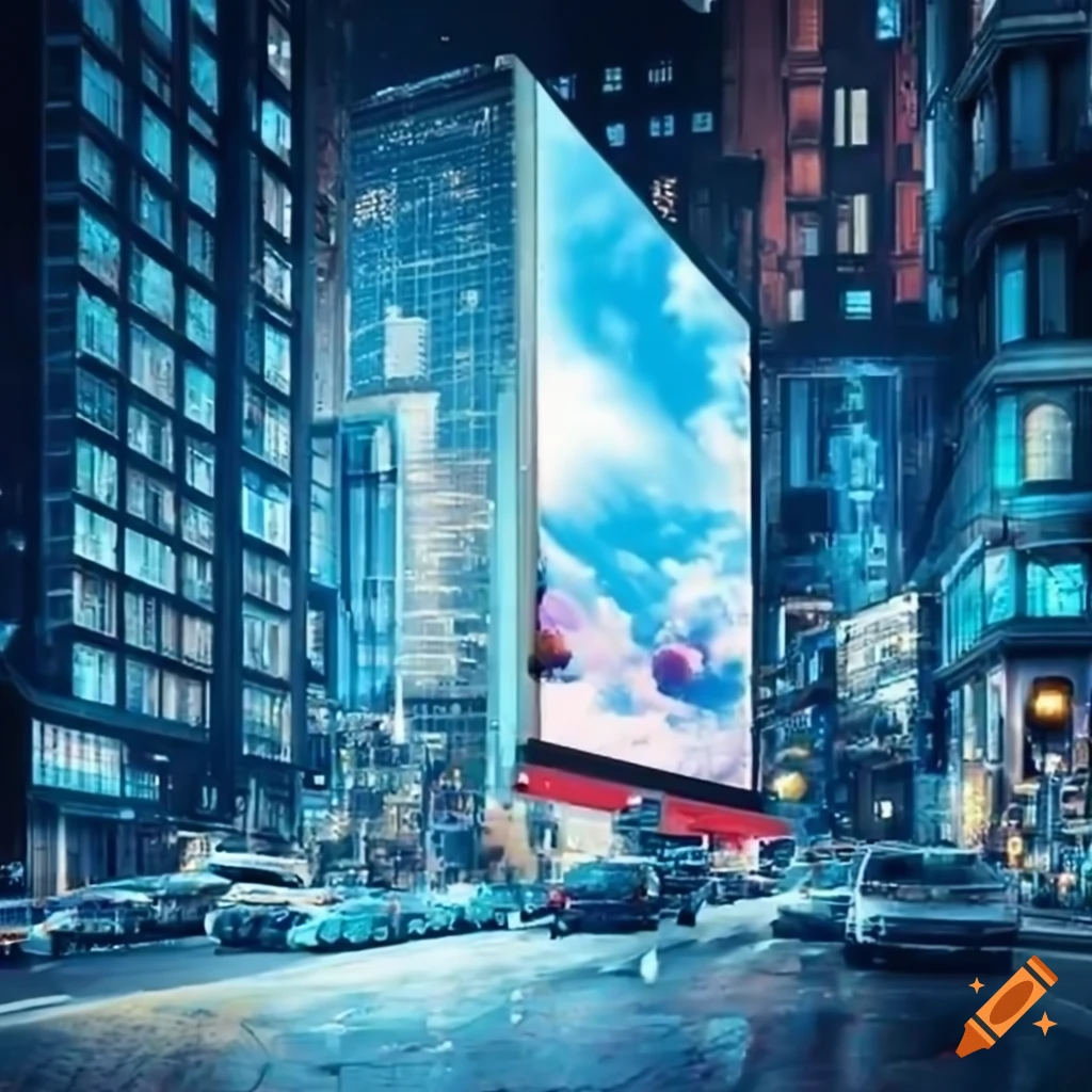 high-detail modern billboard in the city