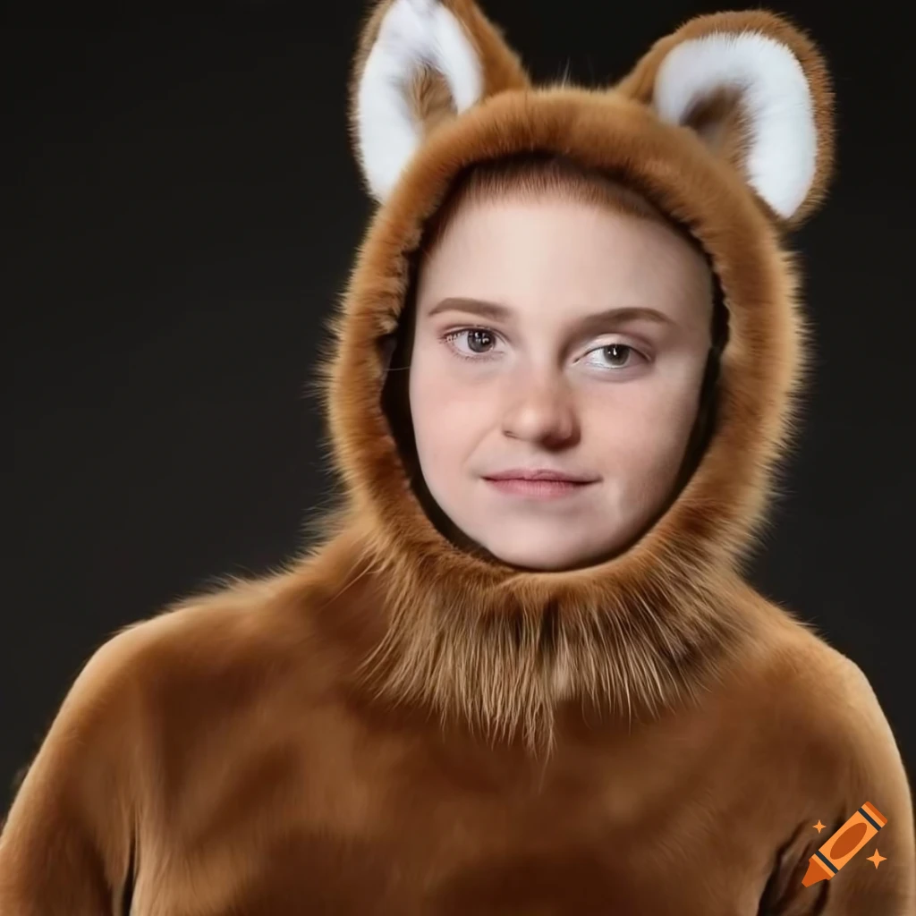 person wearing a cute animal costume with brown fur