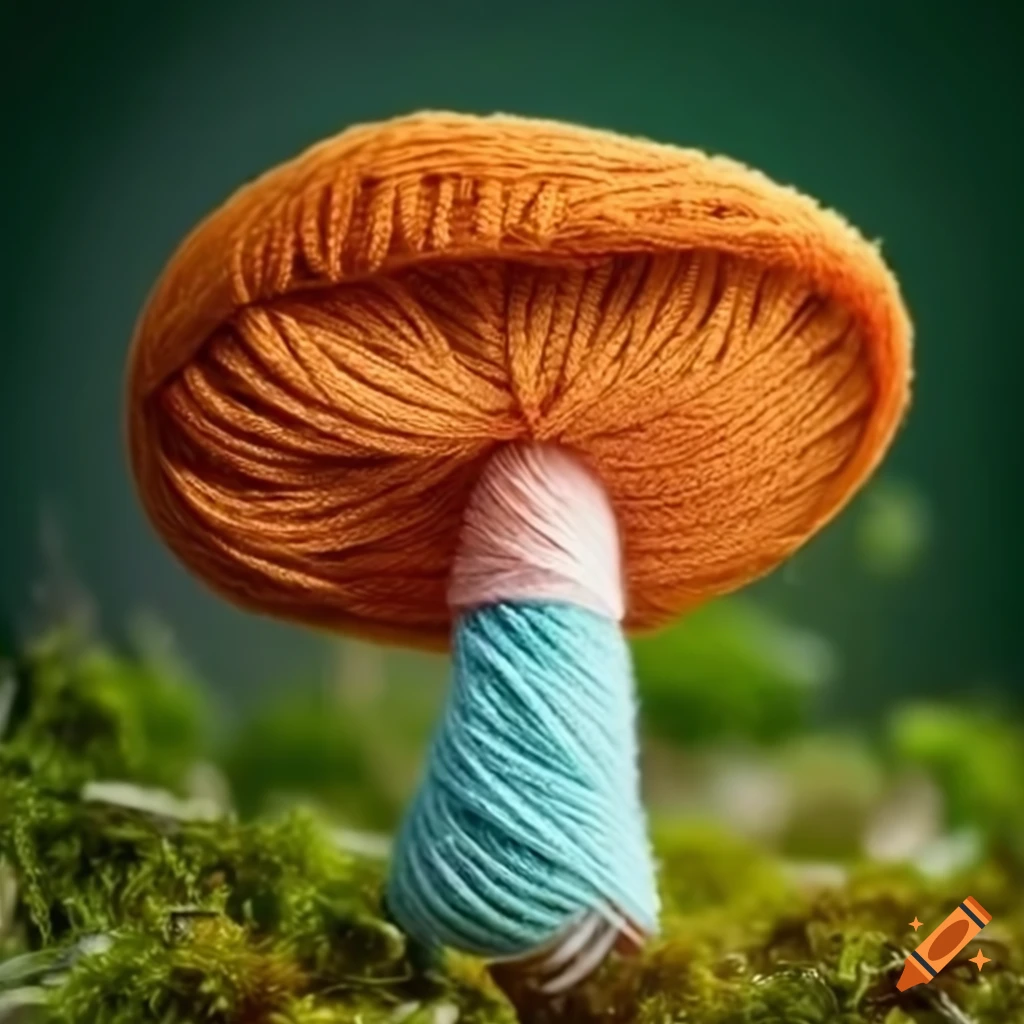 colourful floss mushroom growing on moss