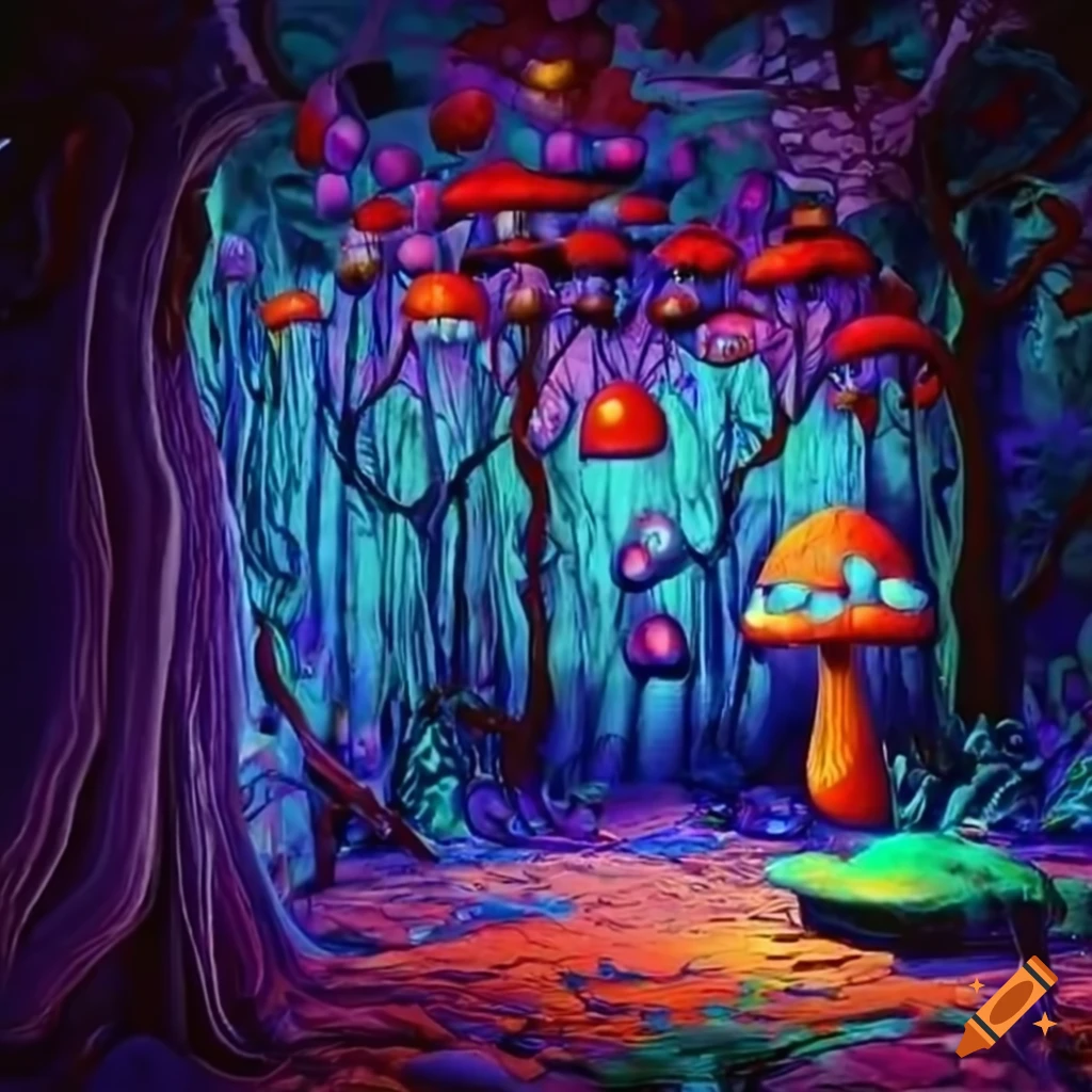 psychedelic mushroom theater stage