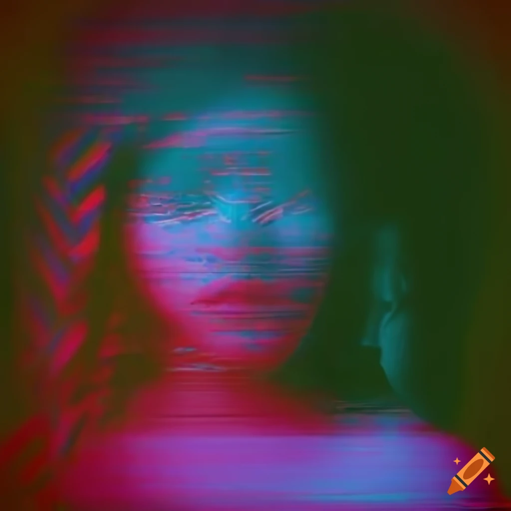 double exposure of a girl with glitchy grunge textures