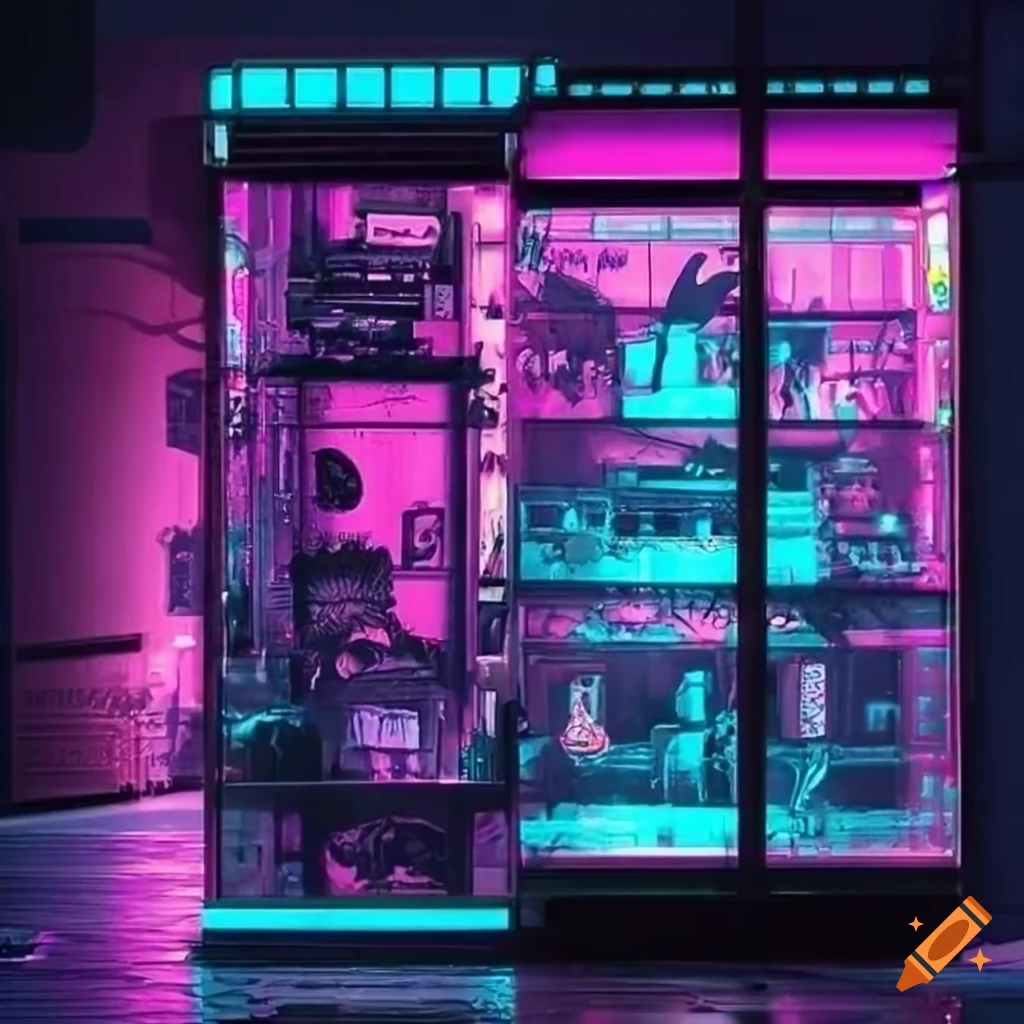 Cyberpunk Shop Vitrine Display On Craiyon
