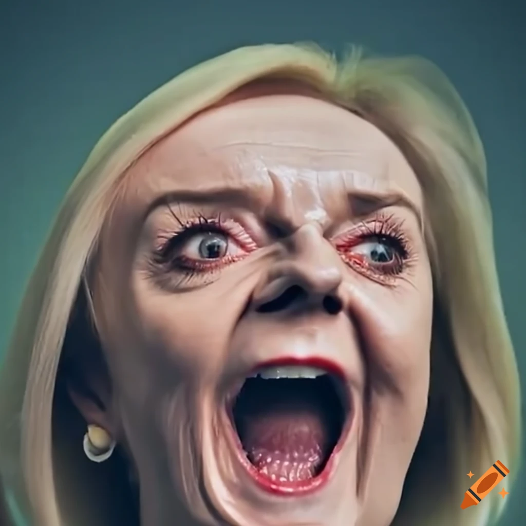 Liz truss screaming at iceberg lettuce
