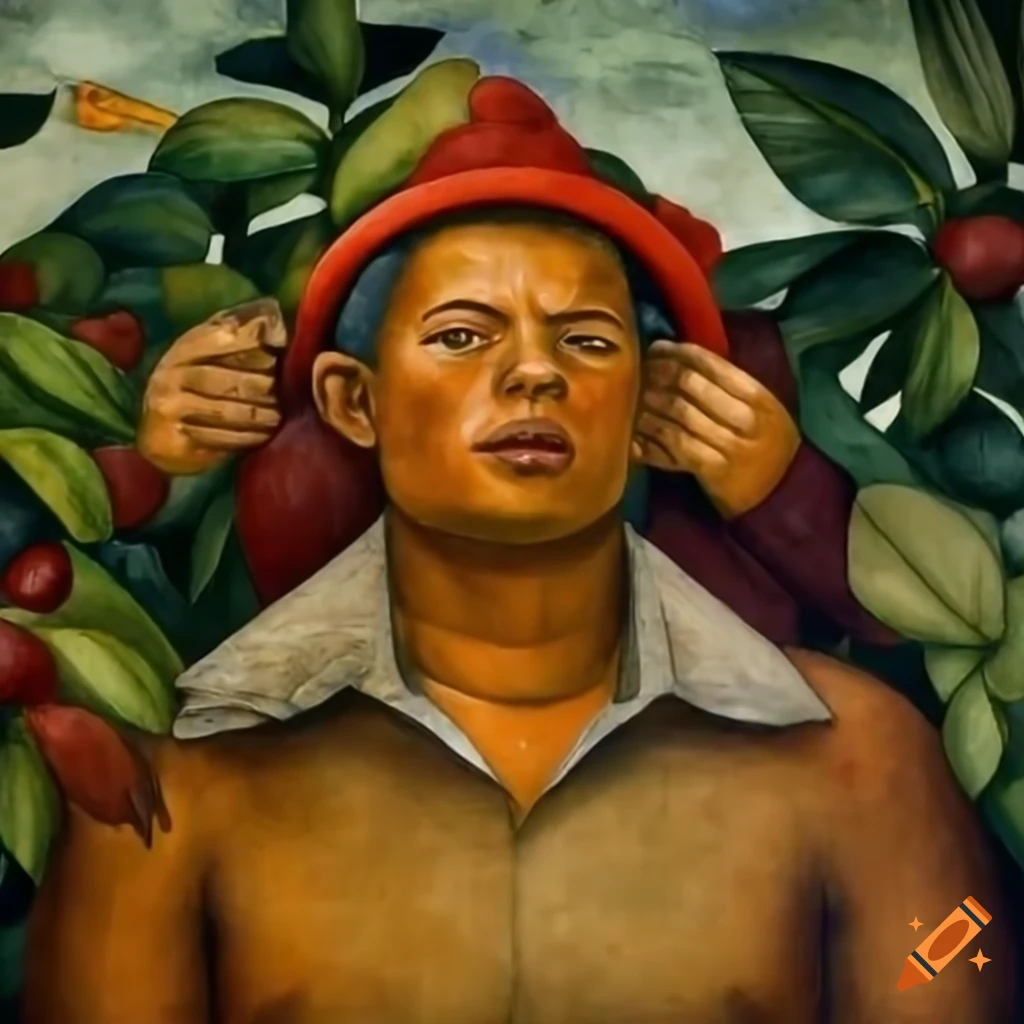 Diego rivera mural depicting laborers in a coffee plantation