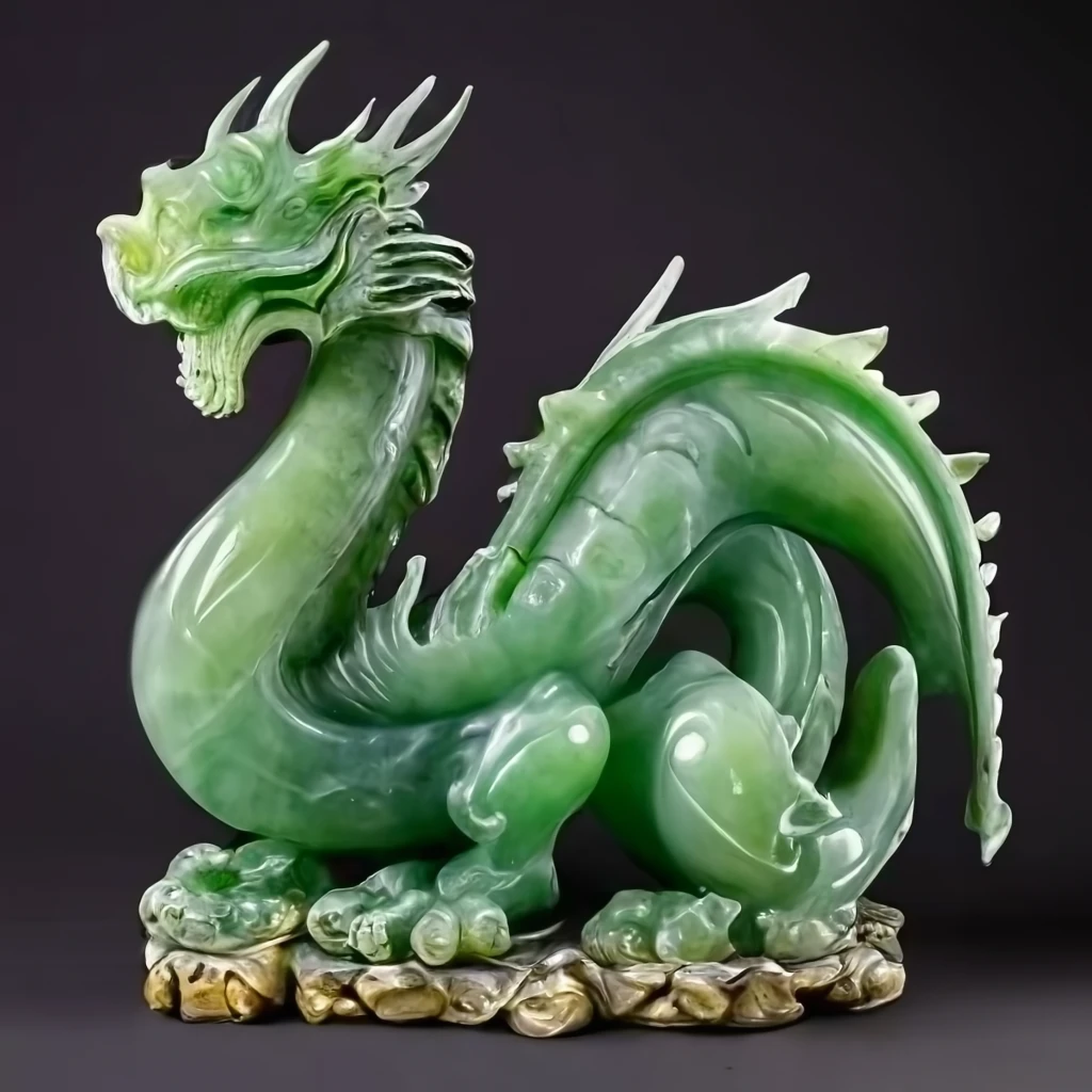 Realistic jade dragon statue on Craiyon