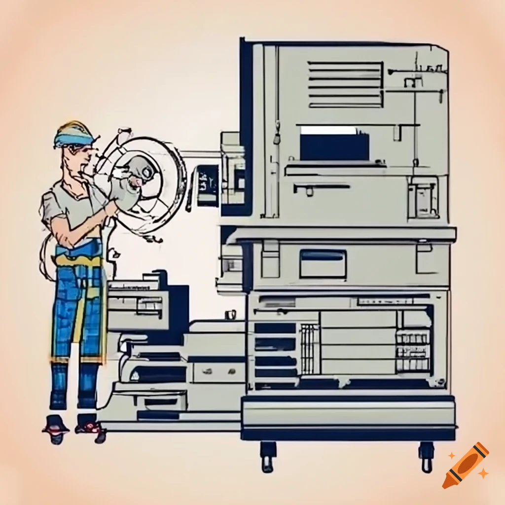 Worker operating a machine on craiyon