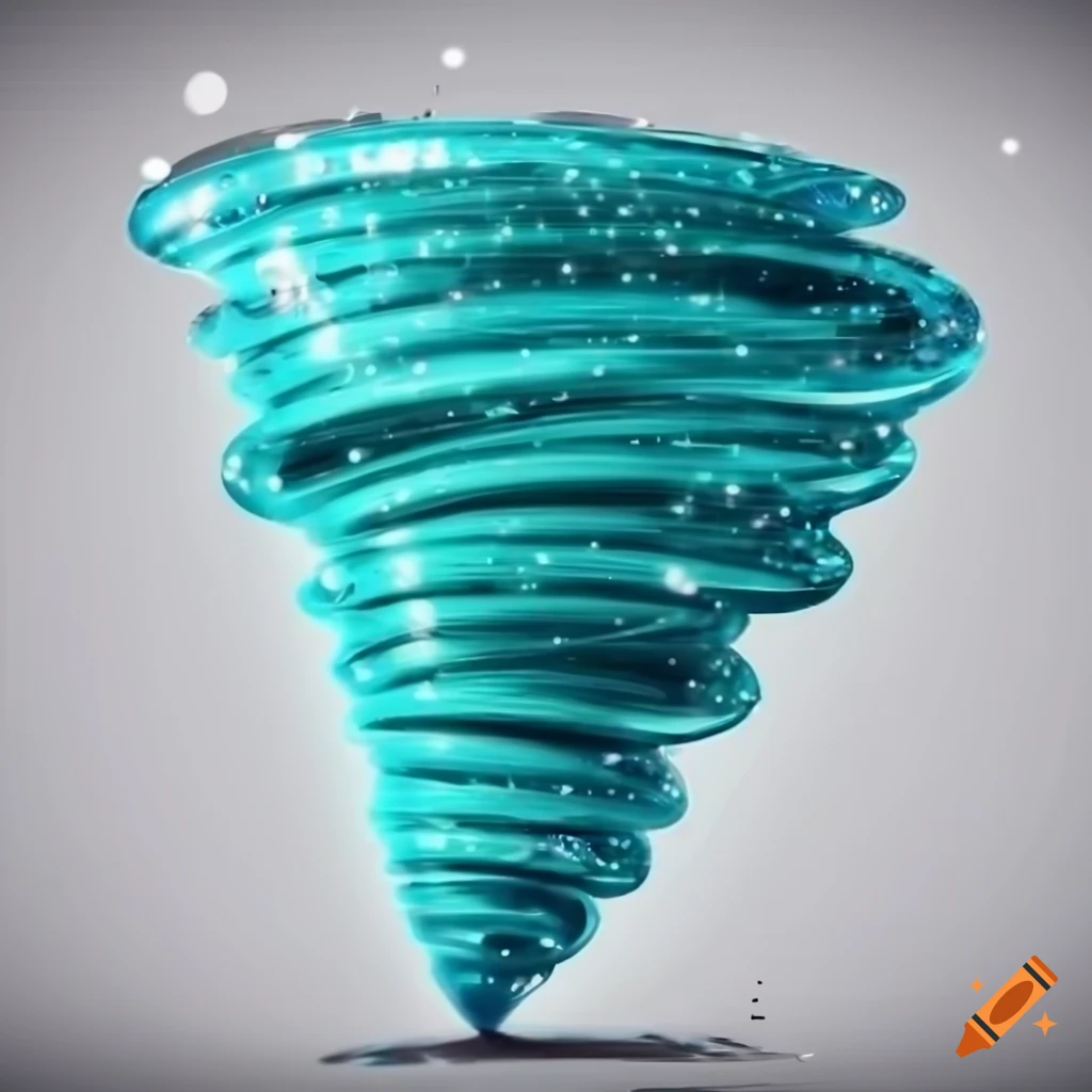cartoon tornado with glittering turquoise color
