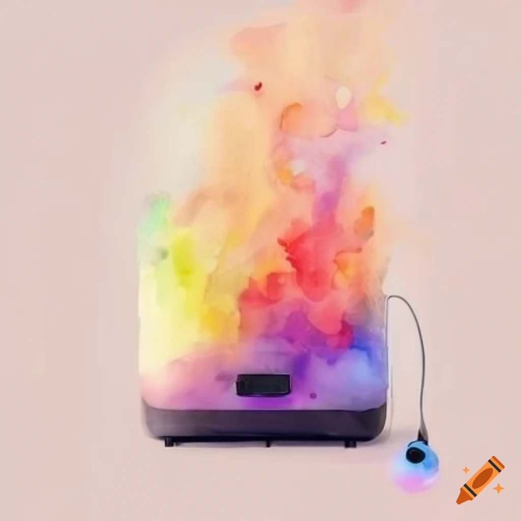 humidifier with rainbow-colored mist