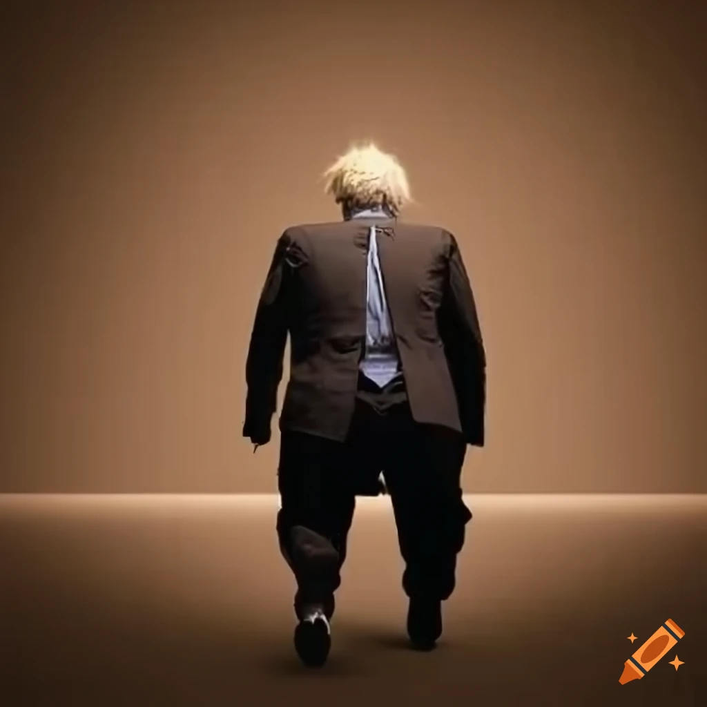 satirical image of Boris Johnson in a liminal space