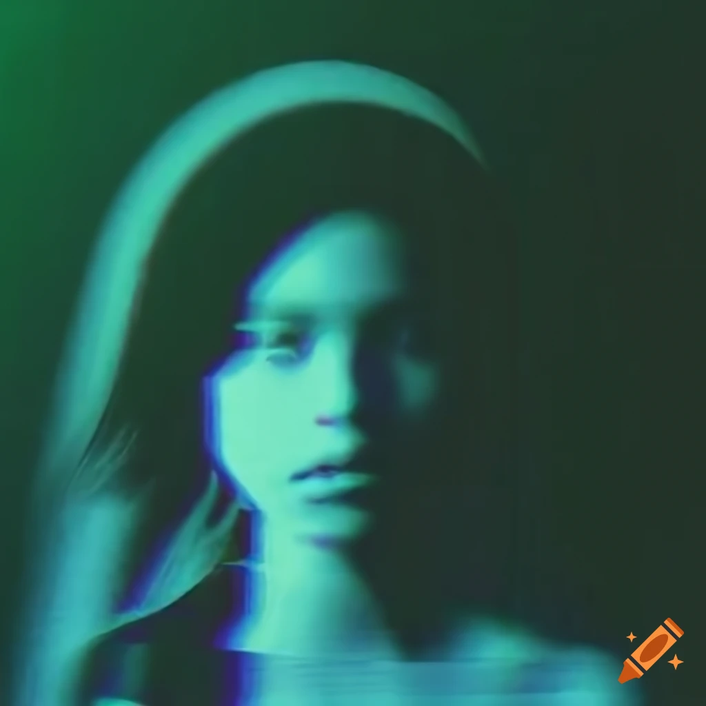 double exposure of a girl with glitchy grunge textures