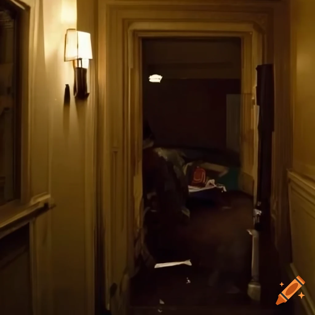 gritty long corridor in New York city at night
