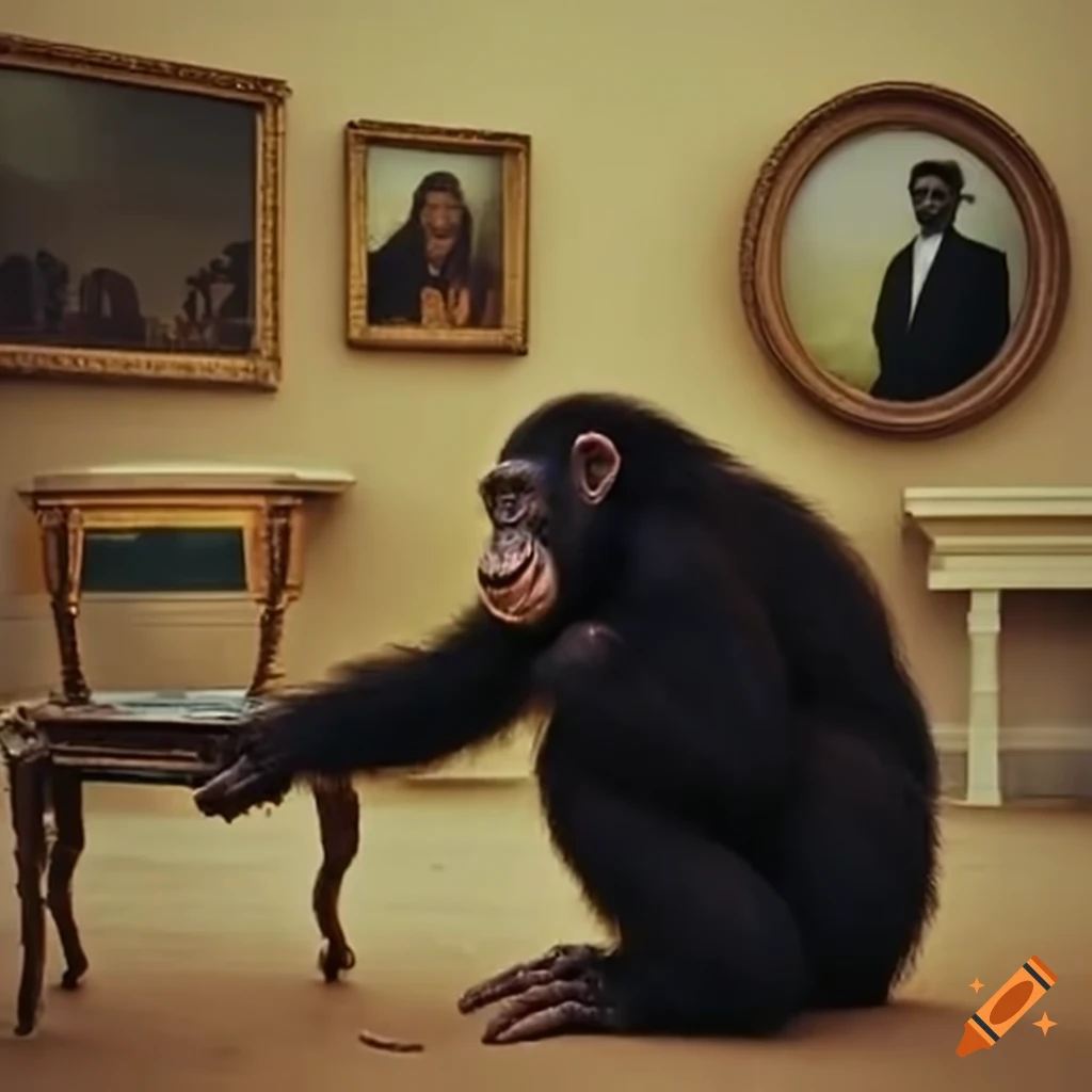 chimpanzee causing chaos in the oval office