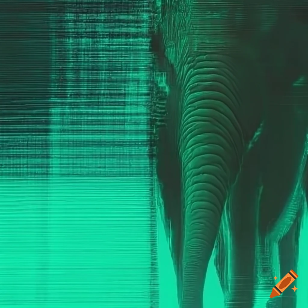 double exposure of an elephant with glitchy grunge textures