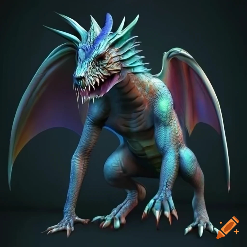 3d render of a human-dragon hybrid creature