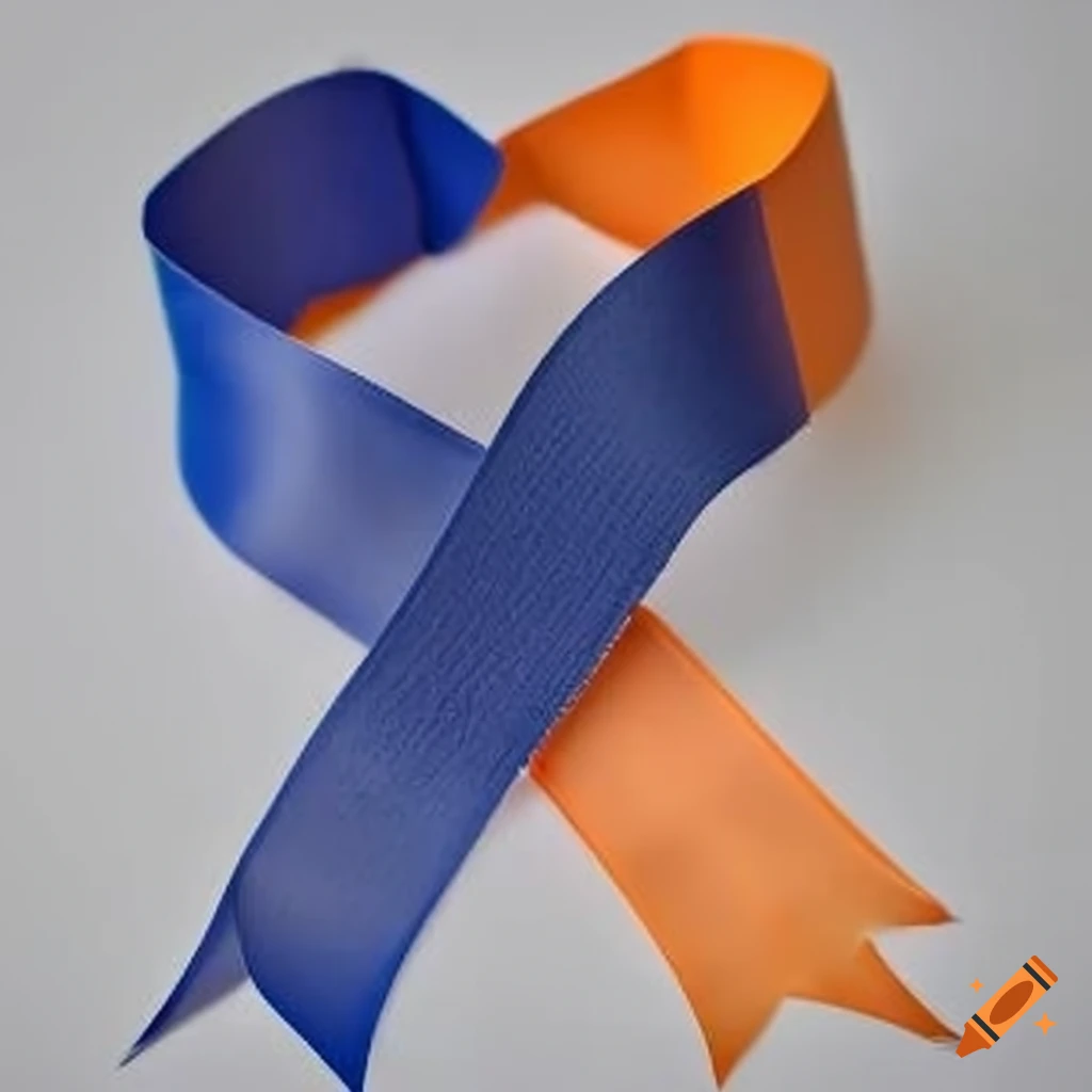 Orange and navy blue ribbon symbol on Craiyon