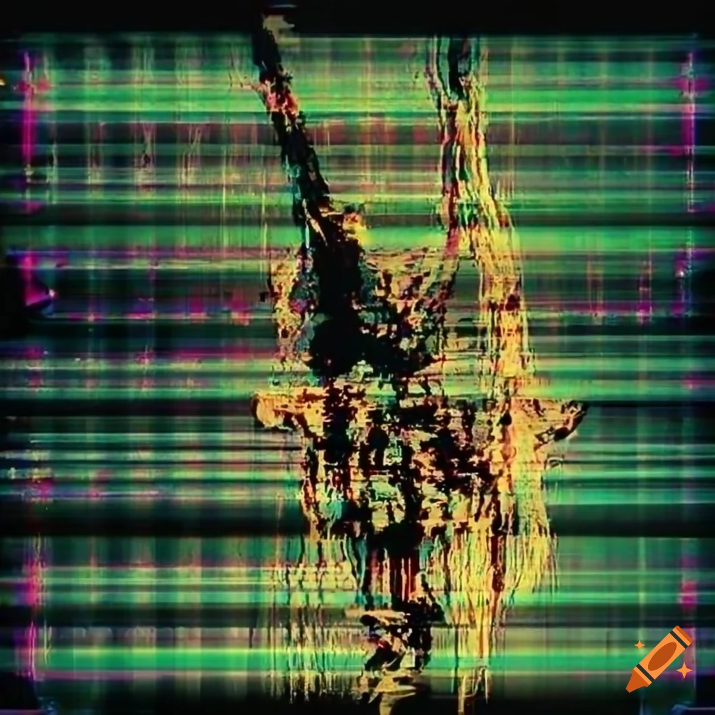 double exposure artwork with glitch effects
