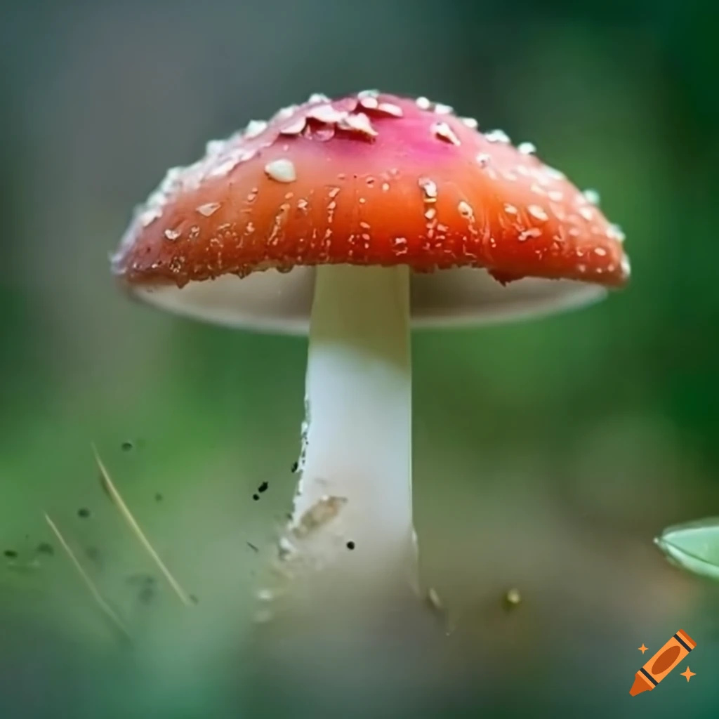 photograph of a toadstool in the rain