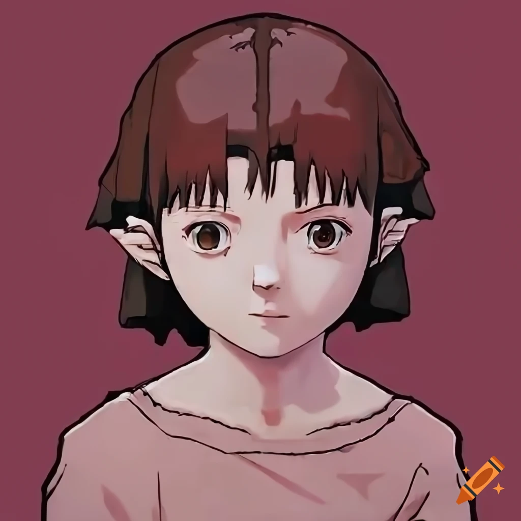 illustration of Lain Iwakura in a futuristic setting