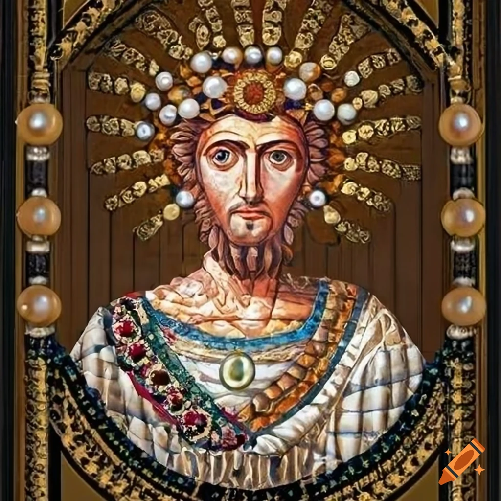 Mosaic of emperor julian the apostate with pearl diadem on Craiyon