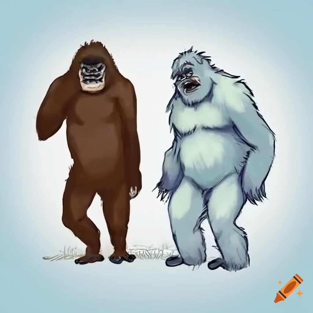 artwork of bigfoot and yeti together