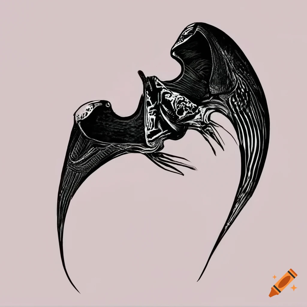 Black and white sketch of a manta ray tattoo design