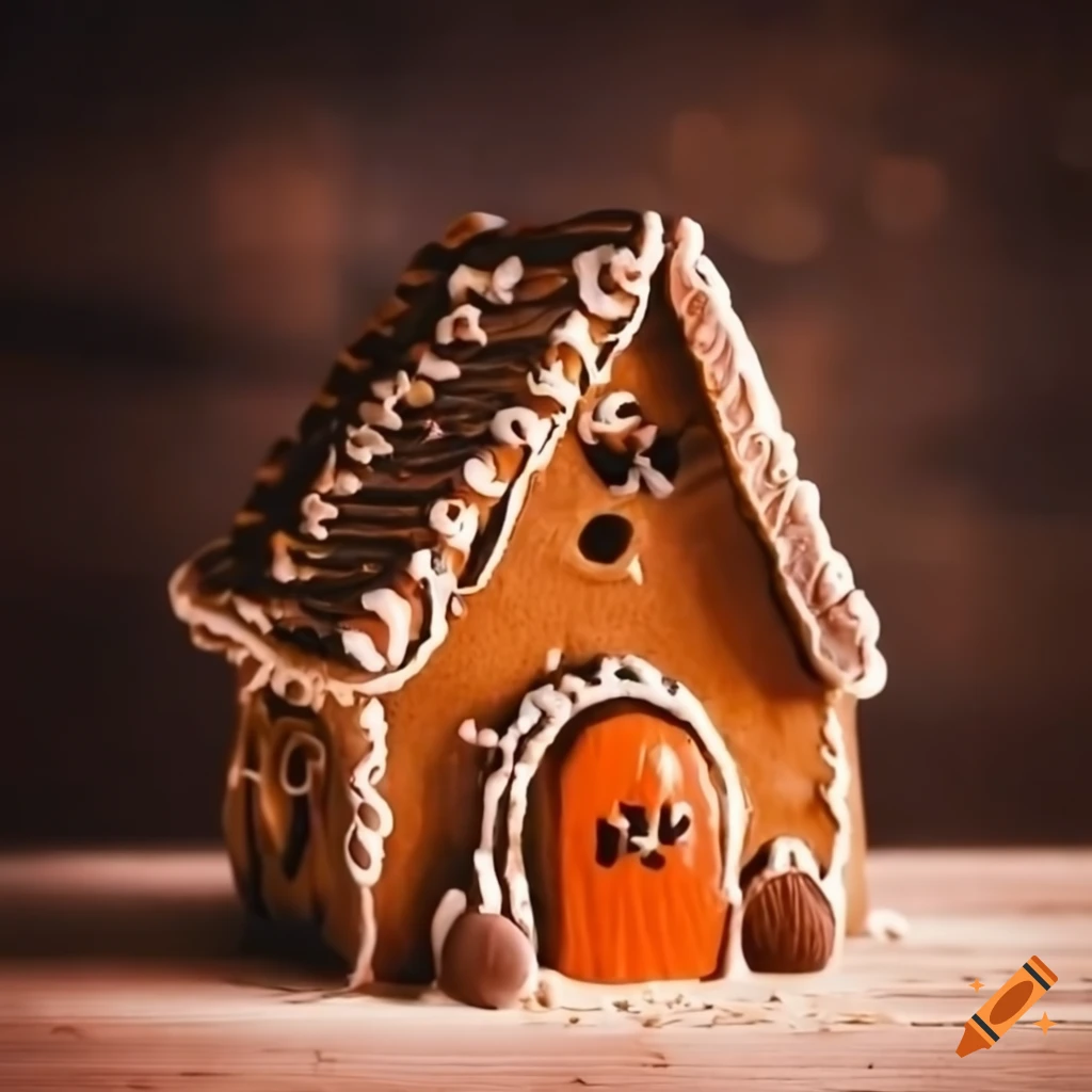 halloween gingerbread house on a table