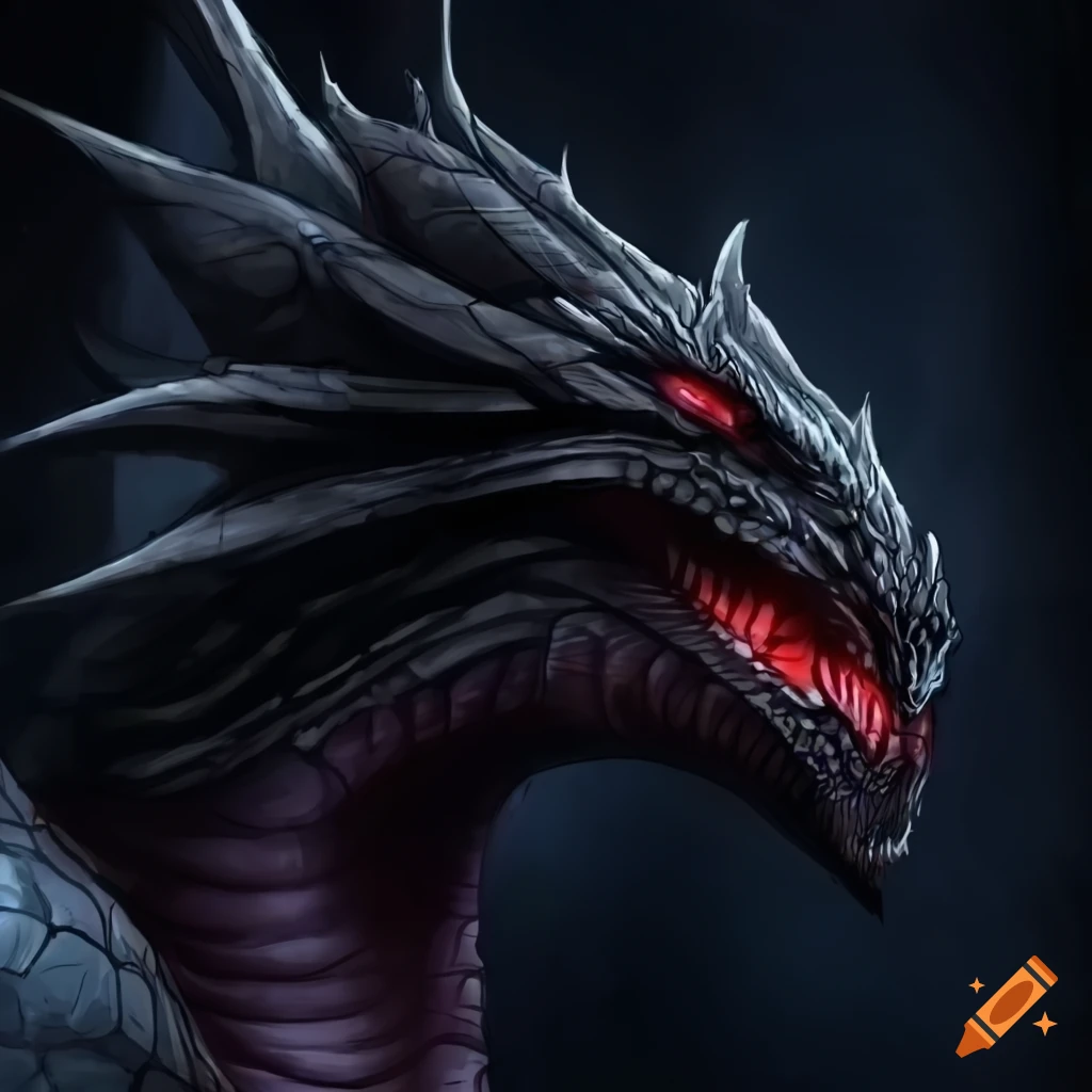 Digital art of a black dragon sitting on a mountain on Craiyon